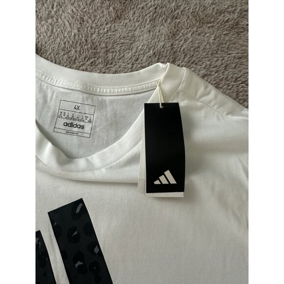 Adidas Womens Regular fit Short Sleeve Animal Print Logo T-Shirt Shirt 4X White - Picture 7 of 12